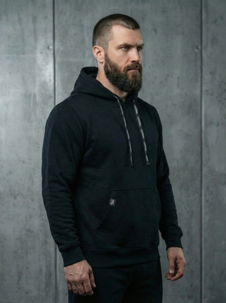 Толстовка с капюшоном и карманом кенгуру мужская LEGENDA Urban чёрная