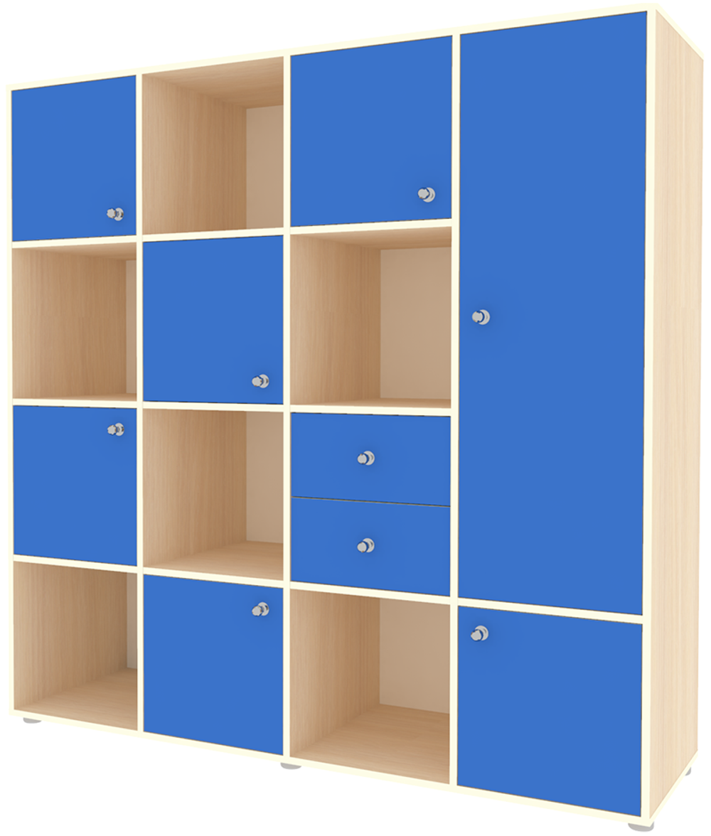 Стеллаж КарИВи Джери 2  Дуб Молочный Светло-синий, голубой