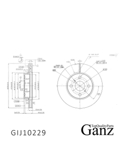 Диск тормозной передний с покрытием TOYOTA COROLLA (E10/E11) GANZ GIJ10229