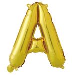 Фольгированный шар с клапаном (16''/41 см) Мини-буква, А, Золото, 1 шт. в упак.