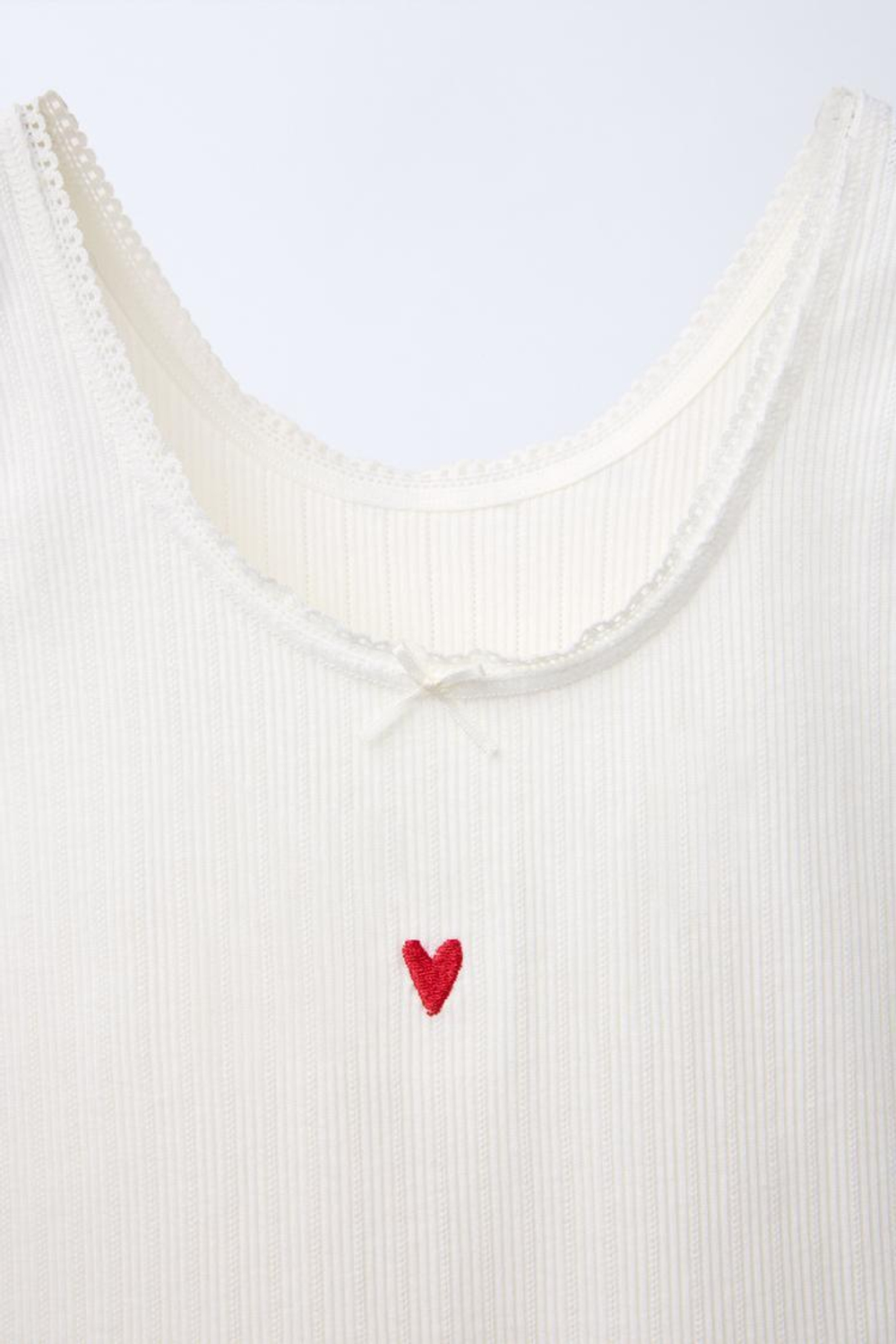 ZARA /НАБОР ИЗ 2 ТОПОВ С ПРИНТОМ «СЕРДЦА», ЭКРЮ