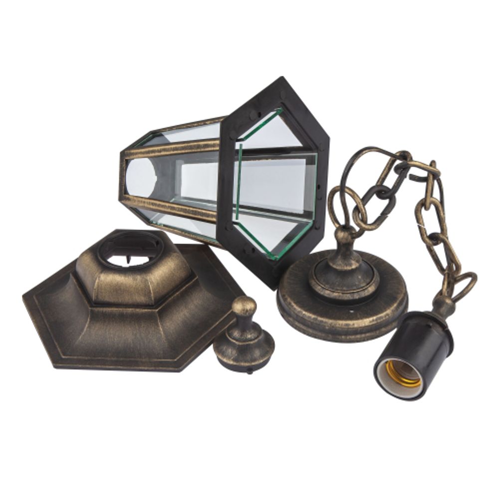 Садово-парковый светильник ЭРА НСУ 06-60-001 бронза 6 гранный подвесной IP44 Е27 max60Вт | Садово-парковые светильники