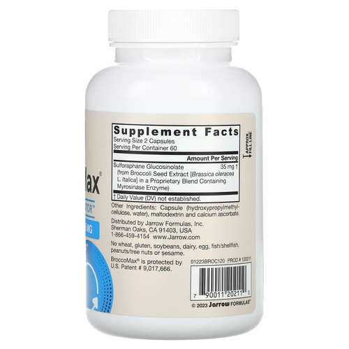 Jarrow Formulas, BroccoMax для веганов, 120 вегетарианских капсул (17,5 мг в 1 капсуле)