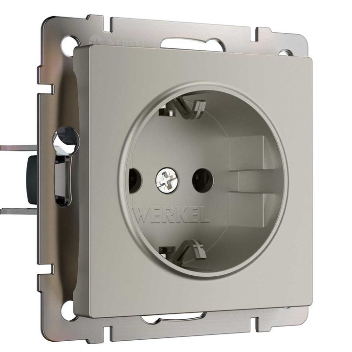 Розетка с заземлением и шторками (дымчатый) W1271104/ a069463