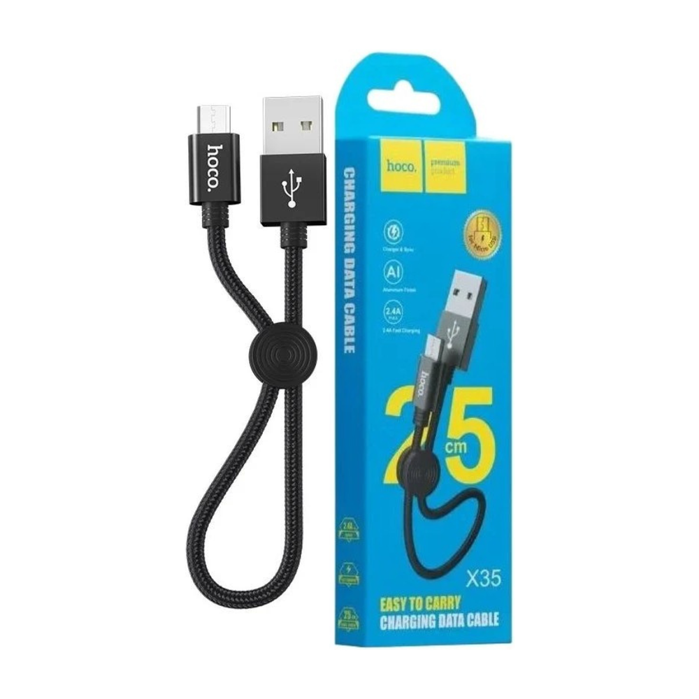 Кабель для зарядки Hoco X35 USB-A - micro-USB, 2.4A, 25 cм, черный