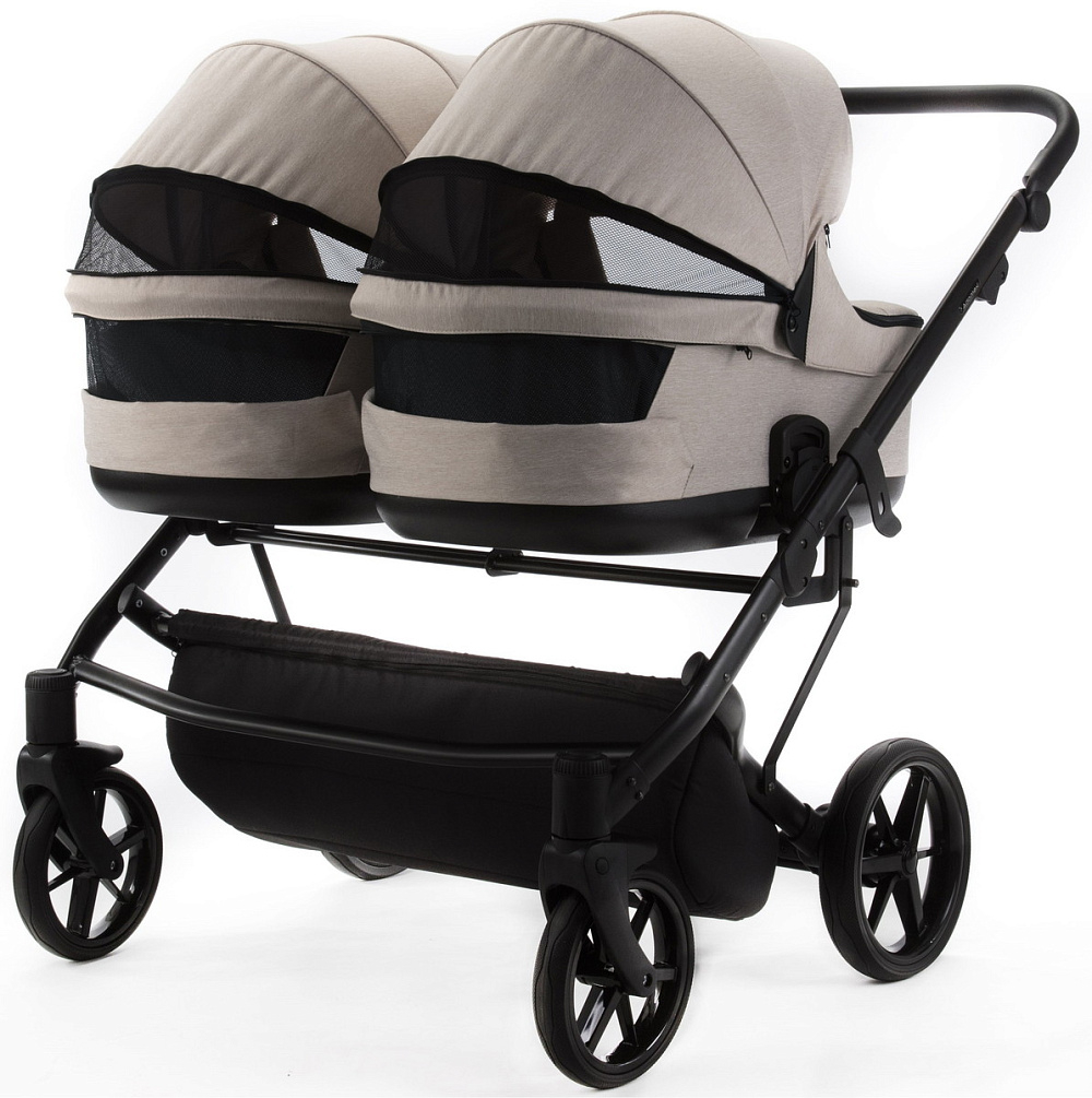 Детская коляска для двойни Adamex Leo Duo 3 в 1 TK20 (СВЕТЛО-БЕЖЕВЫЙ)