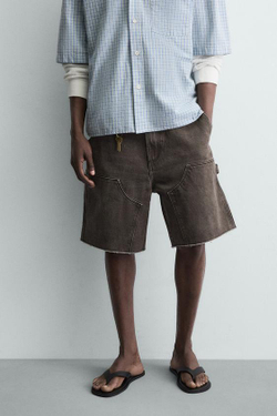 ZARA ШОРТЫ КАРГО С КАРМАНОМ, КОРИЧНЕВЫЙ