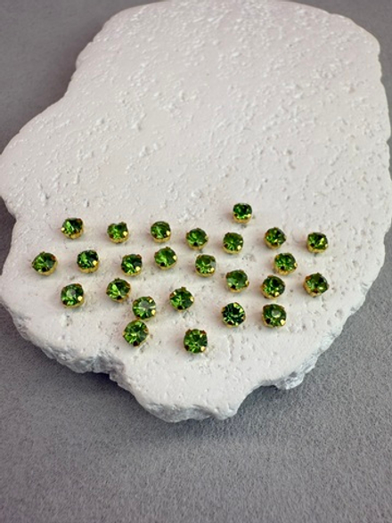 Шатоны 4 мм, Салатовый в золоте, 25 шт