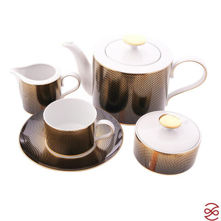 Чайный сервиз Falkenporzellan Deluxe Shape - Rio Black Gold 6 персон 17 предметов