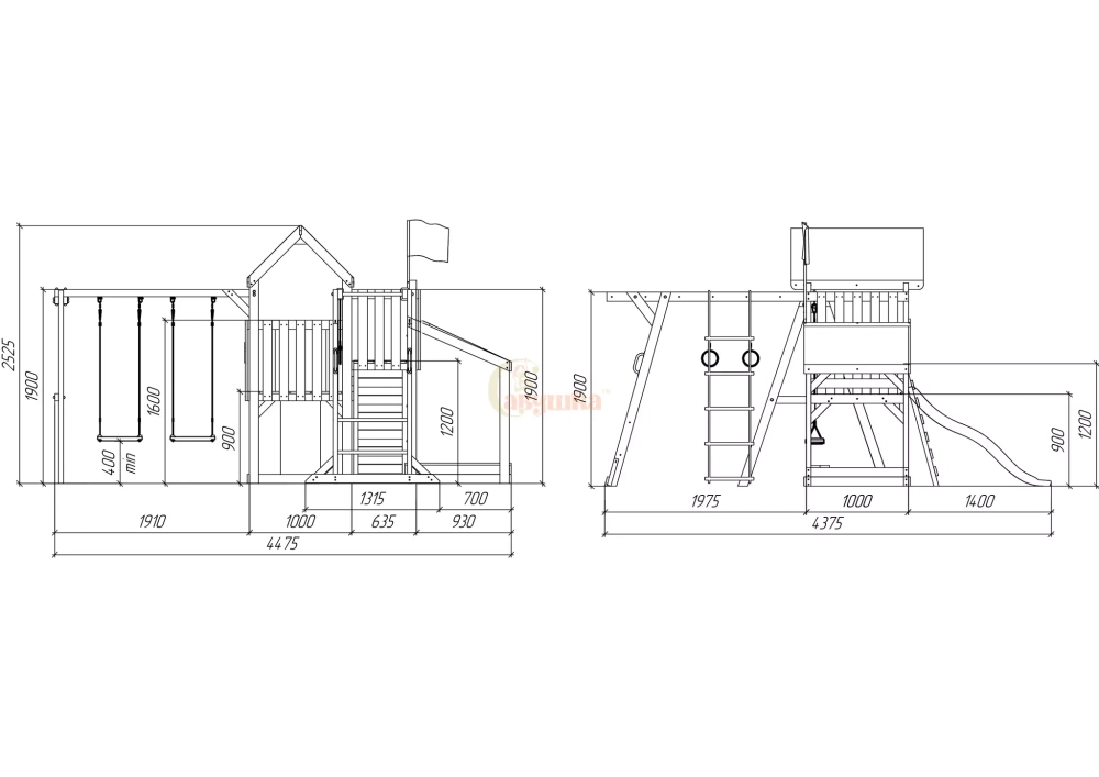 Детская площадка Савушка Тусун 4 с песочницей