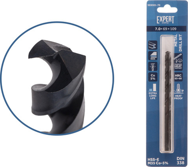 Сверло по металлу ц/х 7.0х69х109 мм HSS-Co Black EXPERT STARTUL