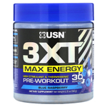 USN, 3XT Max Energy, высокий стимулирующий и термогенный предтренировочный комплекс, со вкусом голубой малины, 180 г (6,35 унции)