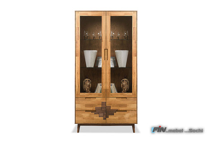 арт. 5055 ДУБ Шкаф с витриной 2-х дверный "Irving Design" ШхВхГ: 1000х1950х450