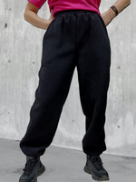 2133 Брюки-джоггеры флисовые черные (56-176)