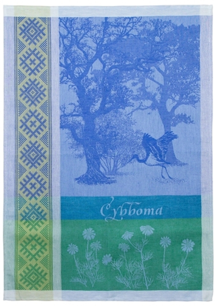 Салфетка-полотенце жаккардовая со льном Черный аист