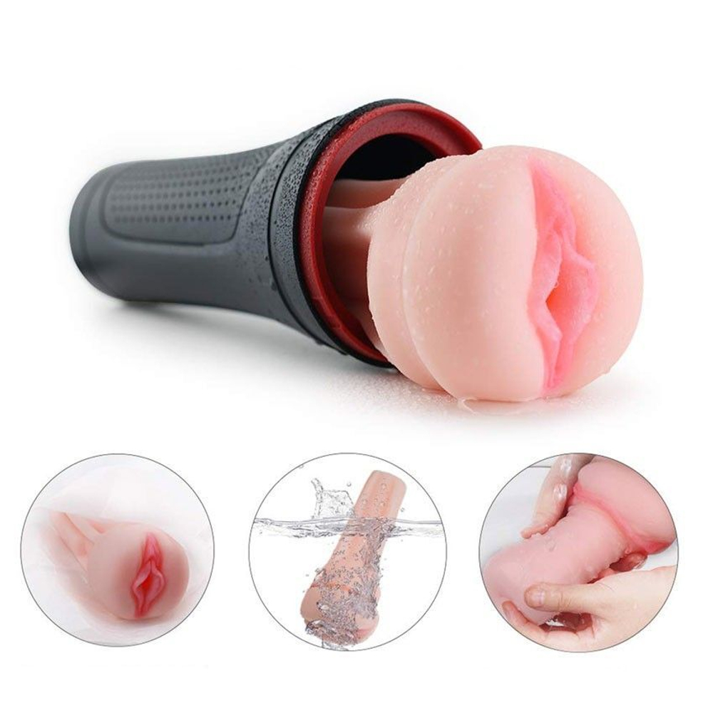 Черный мастурбатор-вагина с вибропулей и пультом ДУ (Цвет: черный)