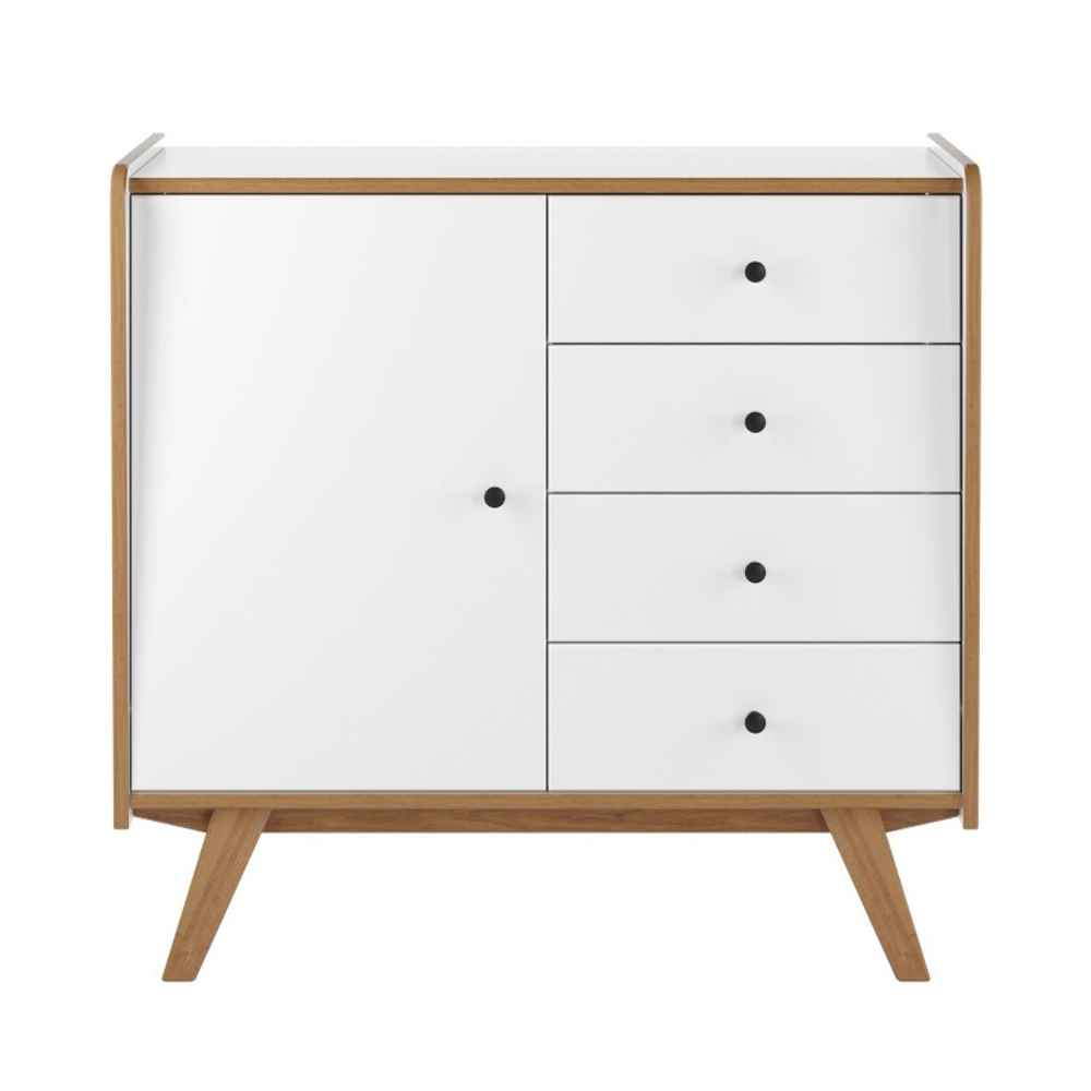 Тумба «Винтаж» 1 дверь 4 ящика белый лак/браун