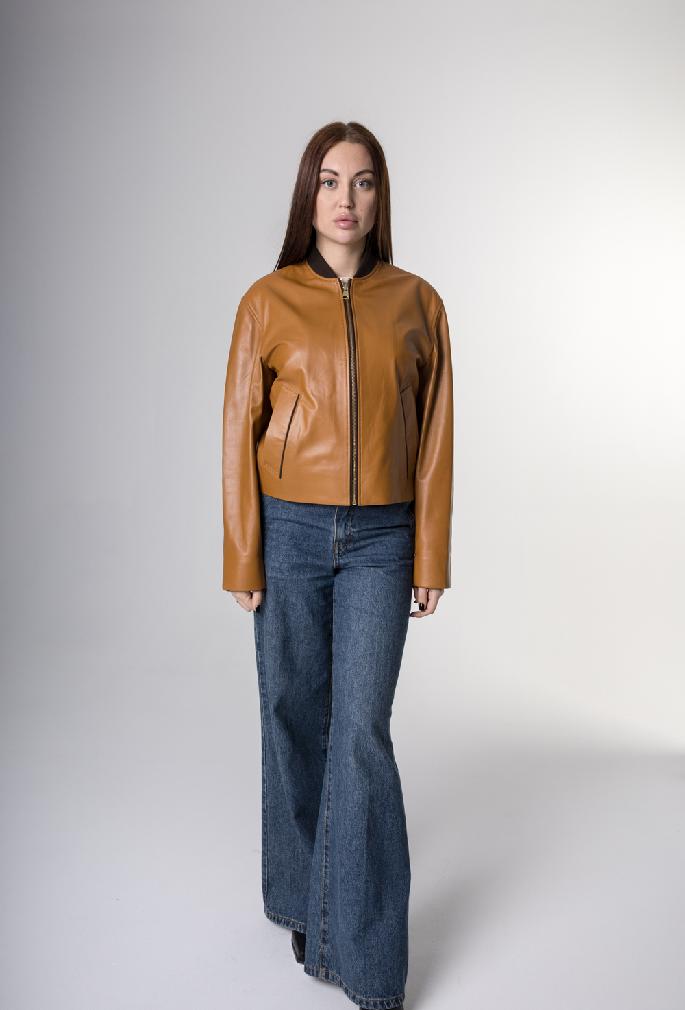 Бомбер из натуральной кожи