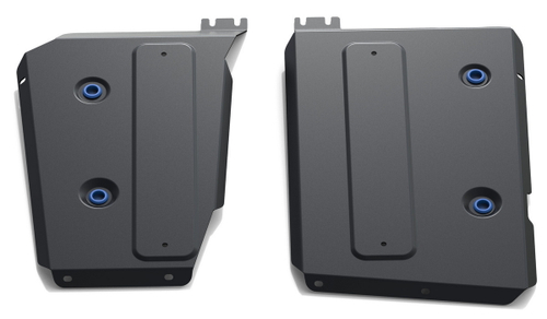 Защита топливного бака Rival для Skoda Karoq (V - 1.4T (150 л.с.)) 4WD 2020-н.в./Volkswagen Taos (V - 1.4 (150 л.с.)) 4WD 2021-н.в., сталь 1.8 мм, 2 части , с крепежом, штампованная, 111.5123.1