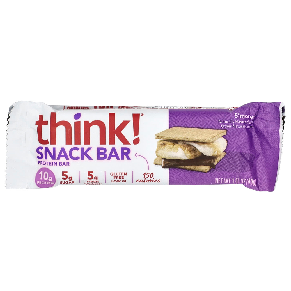 Think !, Протеиновый батончик Snack, S'Mores, 5 батончиков, 40 г (1,41 унции) каждый
