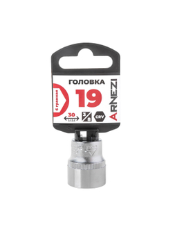 Головка 3/8" 6-и гр. 19мм, L=30 мм на холдере Arnezi R0200019