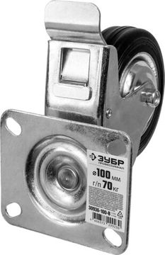 ЗУБР d 100 мм, г/п 70 кг, игольчатый подшипник, резина/металл, поворотное колесо c тормозом, Профессионал (30936-100-B)