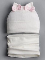 Осенняя шапка для девочки с ушками и снуд