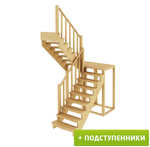 Лестница на второй этаж К-004м/2 Левая с подступенками
