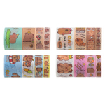 Декоративный скотч - 4 шт, с капибарой, детская клейкая лента с рисунком для скрапбукинга, декора и творчества, (цветные скотчи бумажные узкие), размер 10-15-20-30 мм