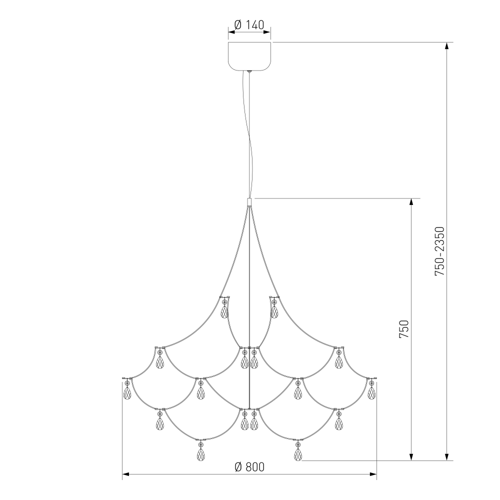 Светодиодная люстра с декором из хрусталя и с пультом дистанционного управления 90400 LED