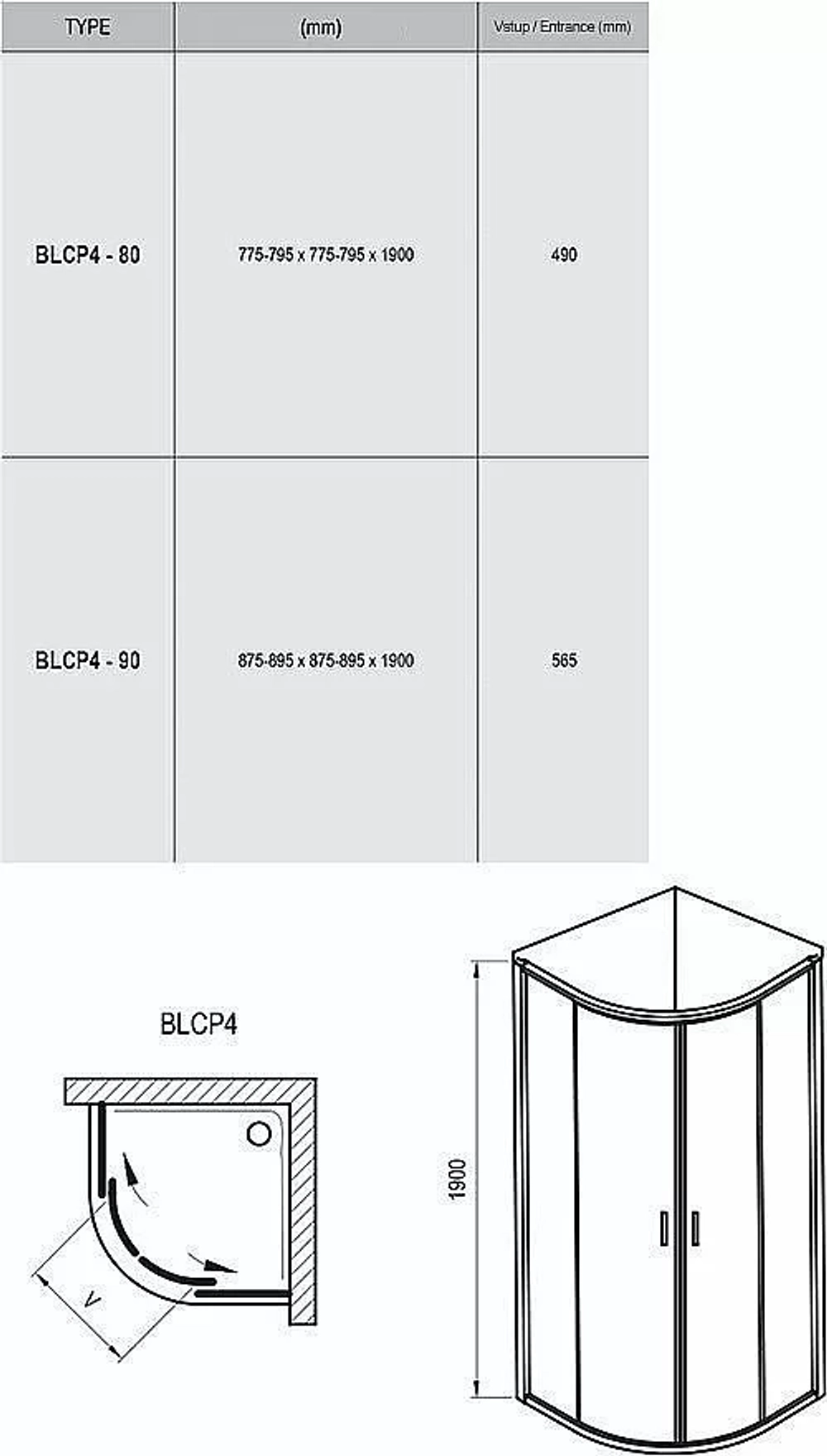 Душевой уголок Ravak Blix BLCP4 90x90 профиль белый/стекло матовое