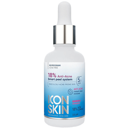Смарт-пилинг для проблемной кожи с AHA- и BHA-кислотами ICON SKIN 18% Anti-acne Smart Peel System, 30ml