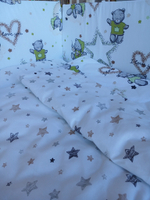 Комплект в кроватку 6 предметов "Мишка в пижаме зеленой", поплин