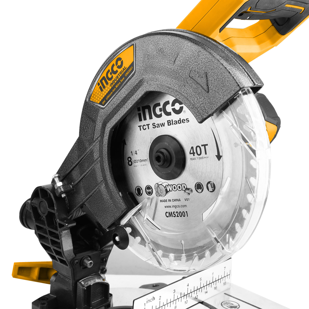 Аккумуляторная торцовочная пила INGCO CMS2001 INDUSTRIAL 20 В 210 мм