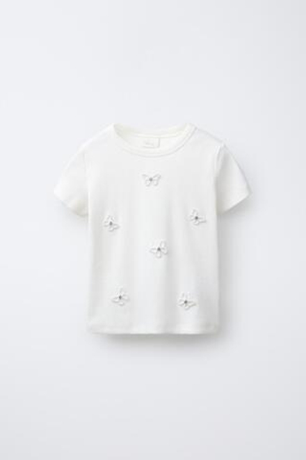 ZARA ФУТБОЛКА В РУБЧИК, БЕЛЫЙ