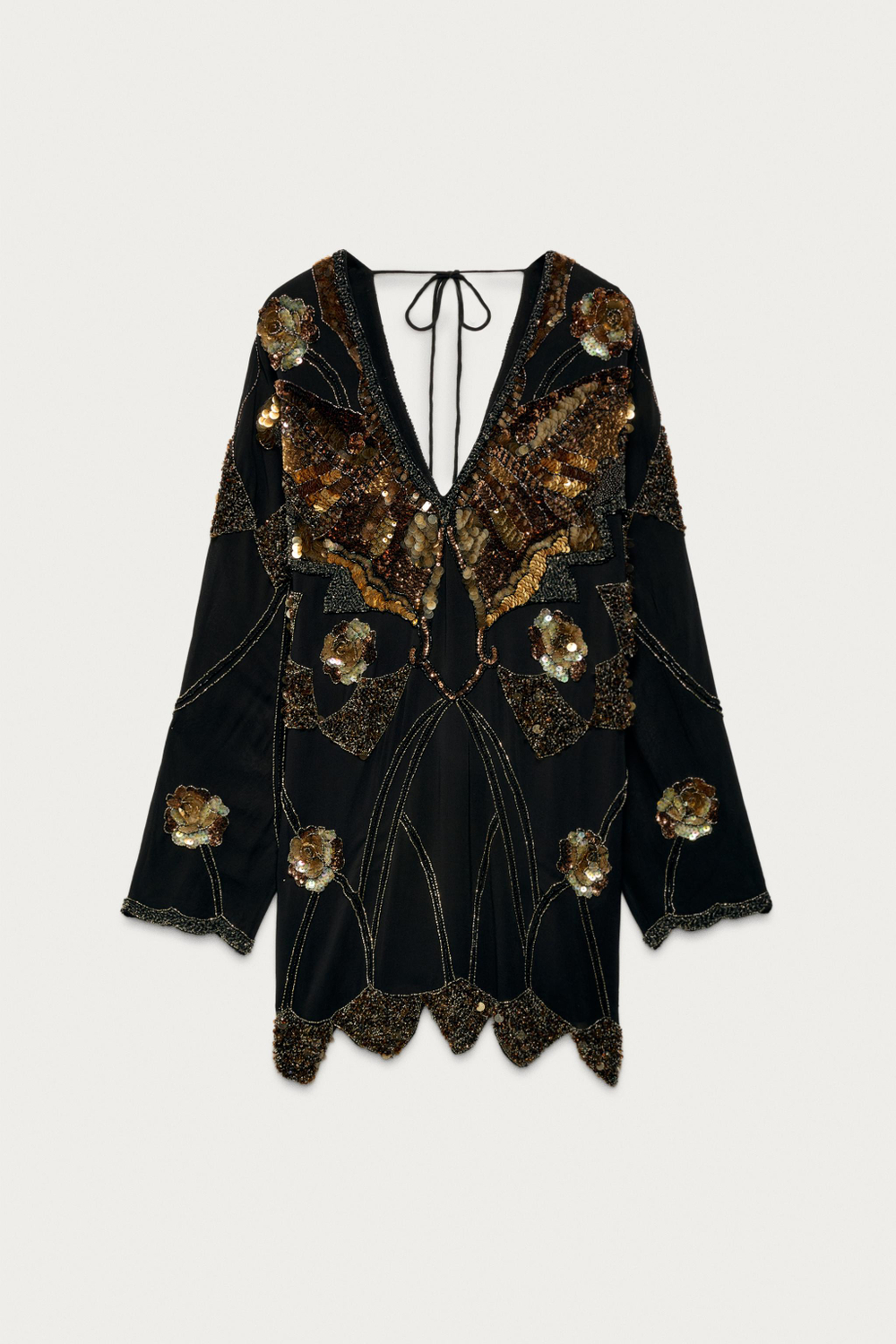 ZARA X MARISA BERENSON ПЛАТЬЕ С ВЫШИВКОЙ, ЧЕРНЫЙ
