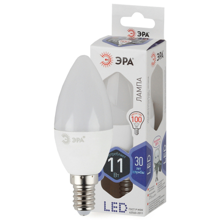 Лампочка светодиодная ЭРА STD LED B35-11W-860-E14 E14 / Е14 11Вт свеча холодный дневной свет
