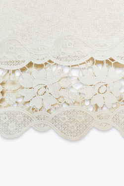 ZARA КОМБИНИРОВАННЫЕ БРЮКИ С ГИПЮРОМ, ЭКРЮ