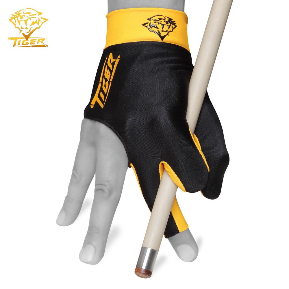Перчатка Tiger Professional Billiard Glove черная/желтая правая L