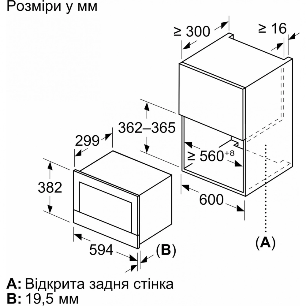 Встраиваемая микроволновая печь Bosch BFL7221W1 21л. 900Вт белая