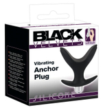 Чёрная анальная V-образная пробка Black Velvets Vibrating Anchor Plug с вибрацией - 10,3 см.