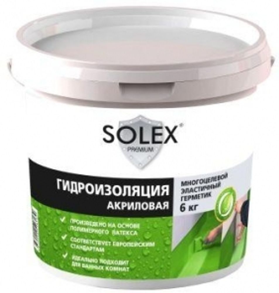 Гидроизоляция акриловая  SOLEX  3кг ведро (И)