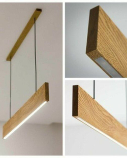 Продолговатые деревянные люстры в двух оттенках