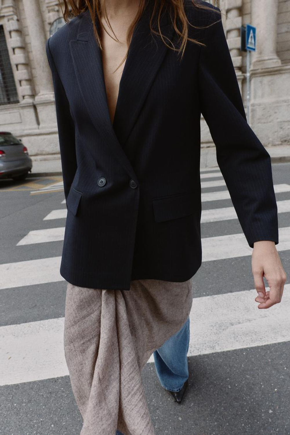 ZARA ДВУБОРТНЫЙ БЛЕЙЗЕР ОВЕРСАЙЗ, ПОЛОСКИ