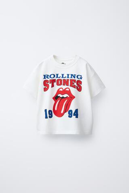 ZARA ФУТБОЛКА С ПРИНТОМ ROLLING STONES ©, БЕЛЫЙ