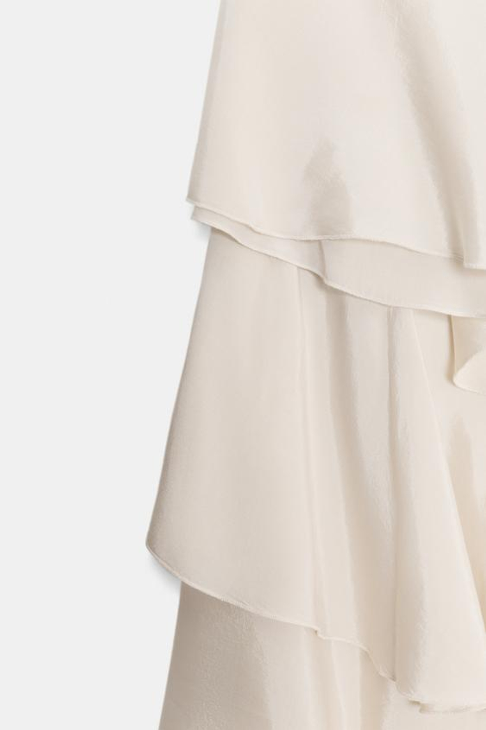 ZARA СТРУЯЩАЯСЯ ЮБКА С ВОЛАНАМИ — ZW COLLECTION, БЕЖЕВЫЙ/ЗЕЛЕНЫЙ