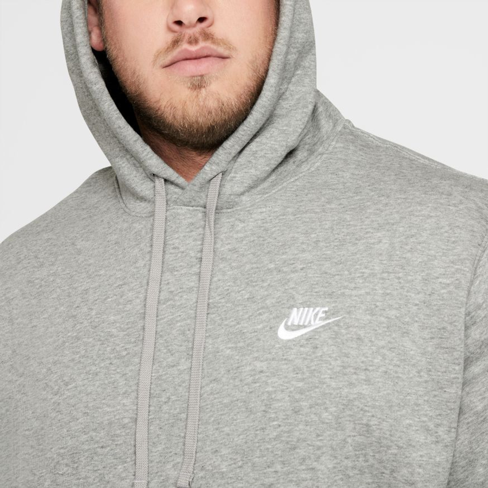Мужская теннисная кофта Nike Sportswear Club Hoodie PO BB - grey heather/matte silver/white