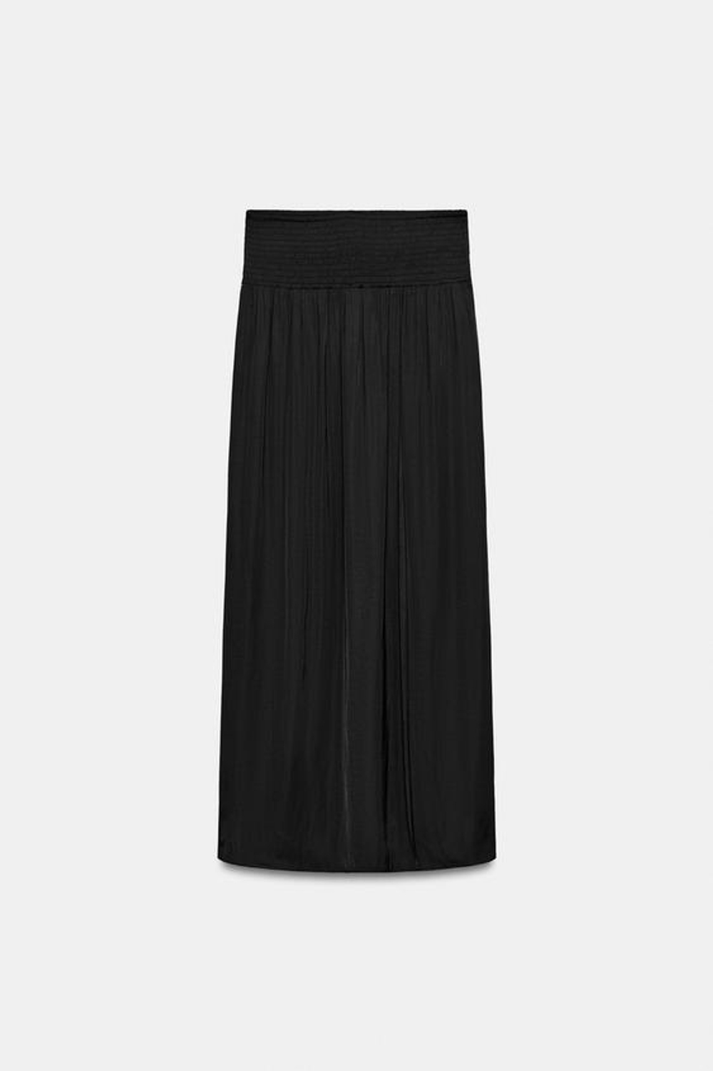 ZARA ДЛИННАЯ АТЛАСНАЯ ЮБКА С РАЗРЕЗОМ, ЧЕРНЫЙ