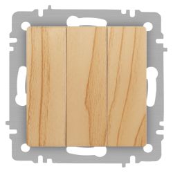 Выключатель Intro Accent 6-106-11 тройной, 10А-250В, IP20, СУ, AL/CU, сосна
