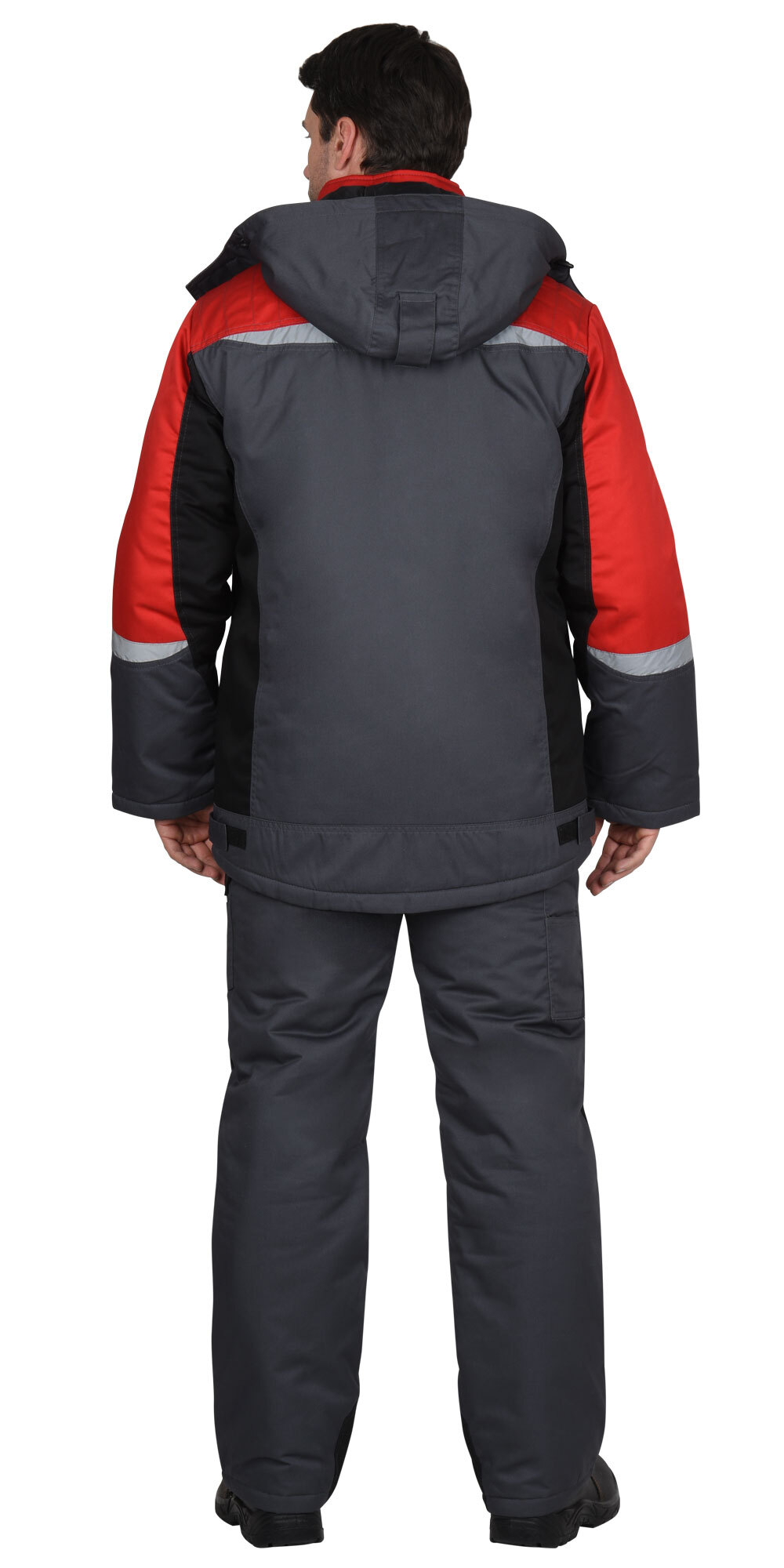Костюм "Фаворит-Мега" темно-серый с черным и красн. и СОП куртка + полукомбинезон